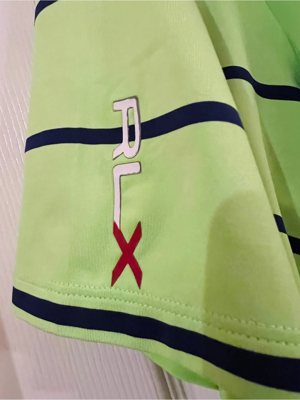RLX Ralph Lauren Lime Green Golf Polo Navy Stripes Size XL Timacuan